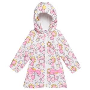 NEW Hello Kitty Toddler Girls 2T Full-Zip Windbreaker Rain Jacket Pink Flowers